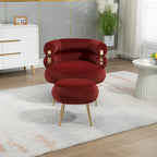 Wine Red Modern 29.1 Barrel Chair with Ottoman