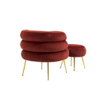 Wine Red Modern 29.1 Barrel Chair with Ottoman