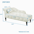 60.6 Velvet Upholstered Button Tufted Chaise Lounge Chair with Nailheads