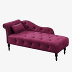 60.6 Velvet Upholstered Button Tufted Chaise Lounge Chair with Nailheads