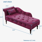 60.6 Velvet Upholstered Button Tufted Chaise Lounge Chair with Nailheads
