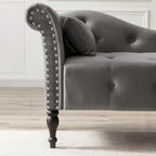 60.6 Velvet Upholstered Button Tufted Chaise Lounge Chair with Nailheads