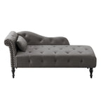 60.6 Velvet Upholstered Button Tufted Chaise Lounge Chair with Nailheads