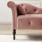 60.6 Velvet Upholstered Button Tufted Chaise Lounge Chair with Nailheads