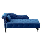 60.6 Velvet Upholstered Button Tufted Chaise Lounge Chair with Nailheads