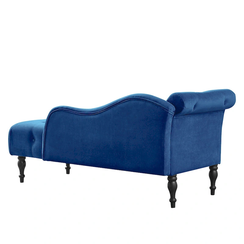 60.6 Velvet Upholstered Button Tufted Chaise Lounge Chair with Nailheads