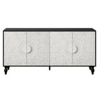 Lily Carved Flower Door Large Storage Sideboard Cabinet with Shelves by GDFStudio