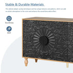 Carved Flower Door Large Storage Sideboard Cabinet with Shelves