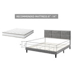 Bed Frame Upholstered Platform with Square Velvet Headboard