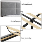 Bed Frame Upholstered Platform with Square Velvet Headboard