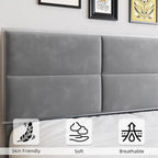 Bed Frame Upholstered Platform with Square Velvet Headboard