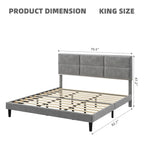 Bed Frame Upholstered Platform with Square Velvet Headboard