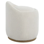 Upholstered Fluffy Swivel Pouf Ottoman - 24 - White and Brown