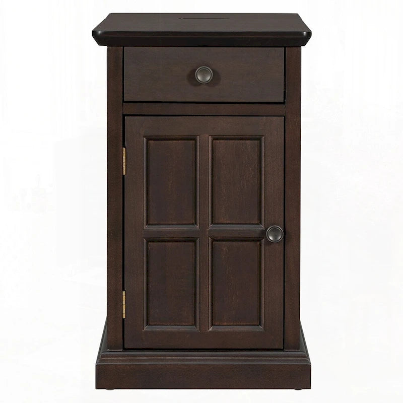 End Table Side Table with USB Ports and One Multifunctional Drawer with cup holders