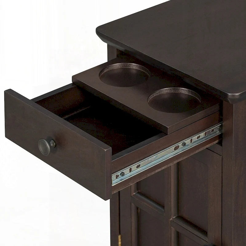 End Table Side Table with USB Ports and One Multifunctional Drawer with cup holders