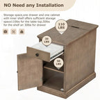 End Table Side Table with USB Ports and One Multifunctional Drawer with cup holders