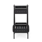 Modern Industrial Bar Cart with Iron Frame, Wheelbarrow-Inspired Design, Wine Bottle Holders and Mobile Rolling Wheels