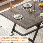 Farmhouse Dining Table for 8 People, 70.8-Inch Rectangular Wood Kitchen Table