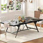 Farmhouse Dining Table for 8 People, 70.8-Inch Rectangular Wood Kitchen Table