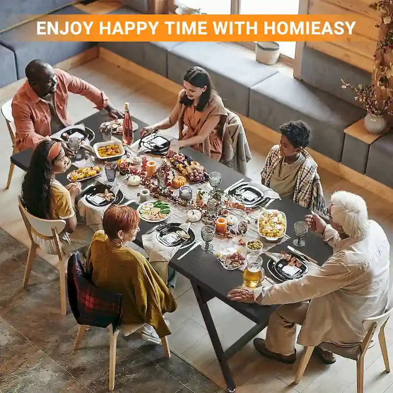 Farmhouse Dining Table for 8 People, 70.8-Inch Rectangular Wood Kitchen Table