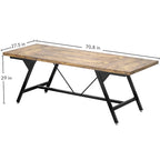 Farmhouse Dining Table for 8 People, 70.8-Inch Rectangular Wood Kitchen Table