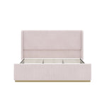 King Size Corduroy Upholstered Bed with 47 Wingback Headboard & Metal/Wood Frame (No Box Spring Needed)