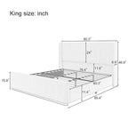 King Size Corduroy Upholstered Bed with 47 Wingback Headboard & Metal/Wood Frame (No Box Spring Needed)
