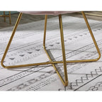 Pink Modern 28 Polyester Upholstered Accent Chair with Gold Tone Finished Base and Metal Sled Legs