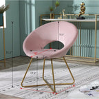 Pink Modern 28 Polyester Upholstered Accent Chair with Gold Tone Finished Base and Metal Sled Legs
