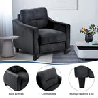 Black Modern 32.2 Upholstered Accent Chair with Sturdy Hardwood Frame and Soft Cushion
