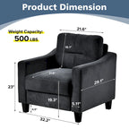 Black Modern 32.2 Upholstered Accent Chair with Sturdy Hardwood Frame and Soft Cushion