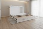Wooden Loft Bed with Upholstered Storage Shelf and Desk