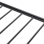 Black+Grey Full Size Metal Bed with Upholstered Storage Headboard and USB