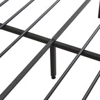 Black+Grey Full Size Metal Bed with Upholstered Storage Headboard and USB