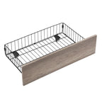 Black+Grey Full Size Metal Bed with Upholstered Storage Headboard and USB