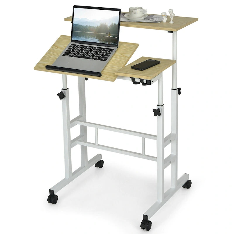 Mobile Stand up Desk Adjustable Computer Desk Tilting