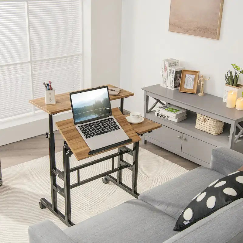 Mobile Stand up Desk Adjustable Computer Desk Tilting