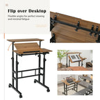Mobile Stand up Desk Adjustable Computer Desk Tilting