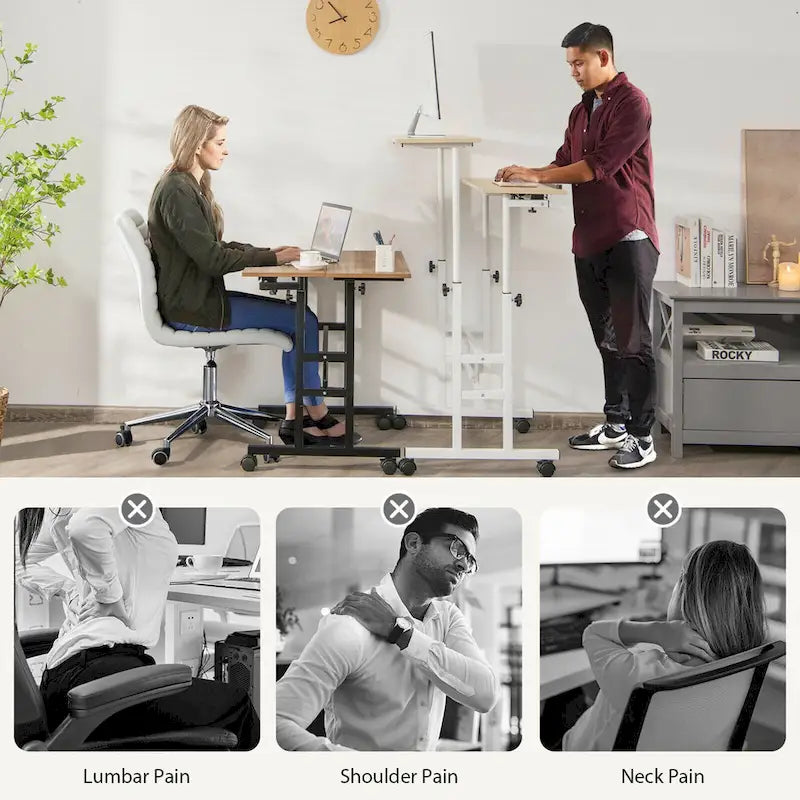 Mobile Stand up Desk Adjustable Computer Desk Tilting