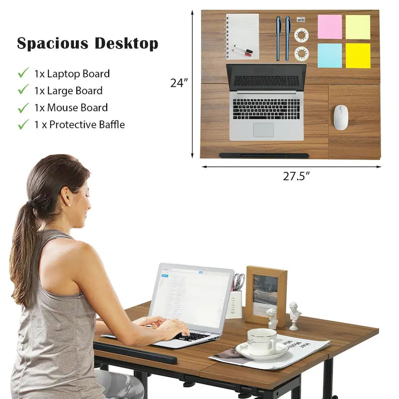 Mobile Stand up Desk Adjustable Computer Desk Tilting