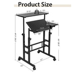 Mobile Stand up Desk Adjustable Computer Desk Tilting
