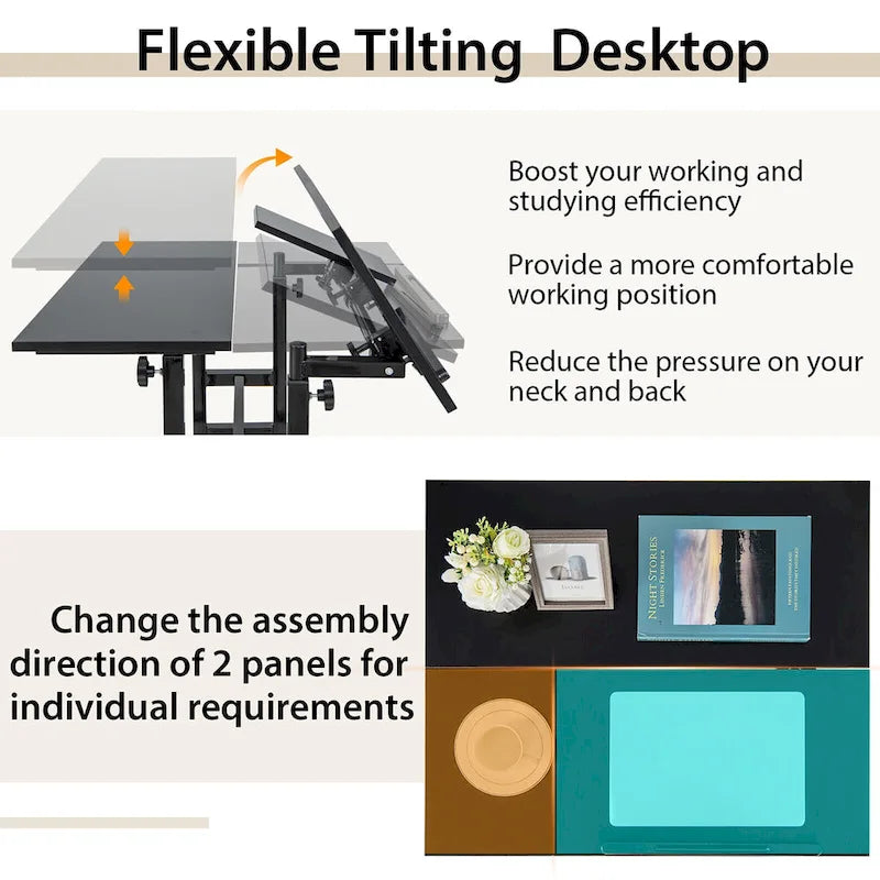 Mobile Stand up Desk Adjustable Computer Desk Tilting