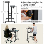 Mobile Stand up Desk Adjustable Computer Desk Tilting