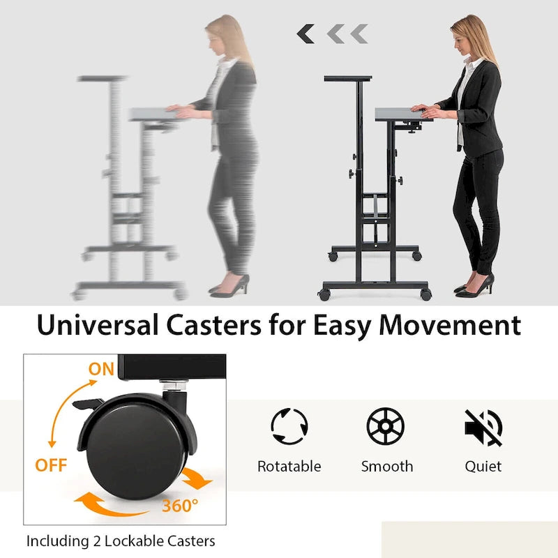 Mobile Stand up Desk Adjustable Computer Desk Tilting