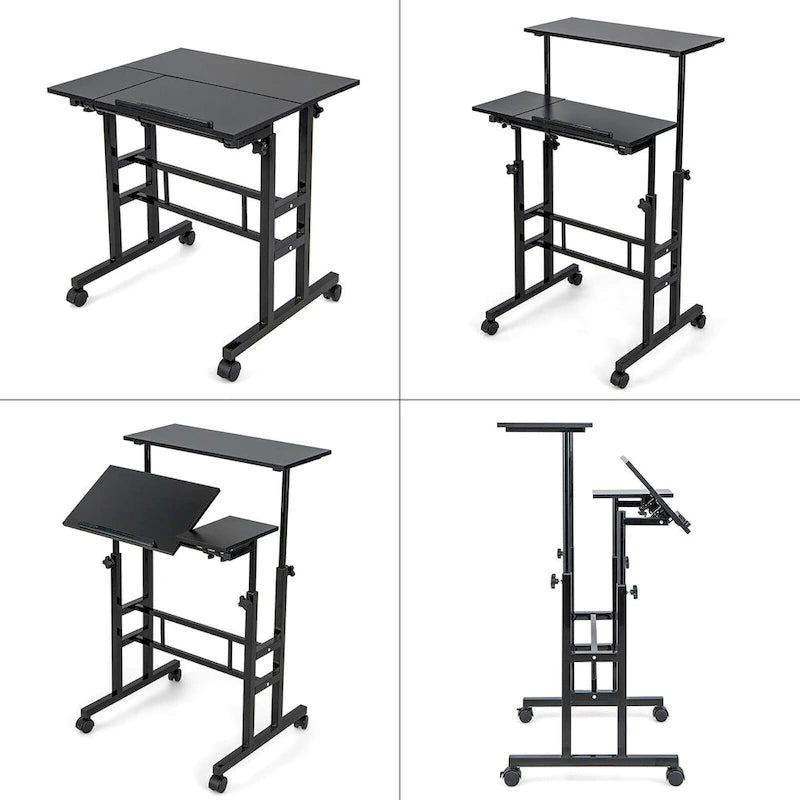 Mobile Stand up Desk Adjustable Computer Desk Tilting