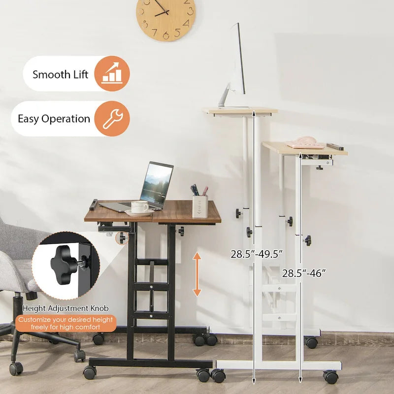 Mobile Stand up Desk Adjustable Computer Desk Tilting