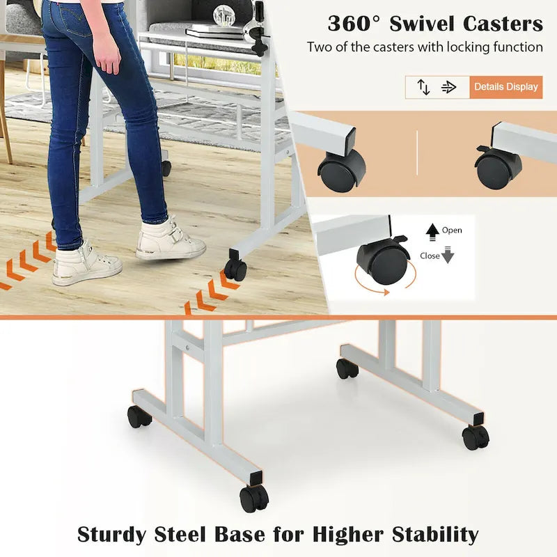Mobile Stand up Desk Adjustable Computer Desk Tilting