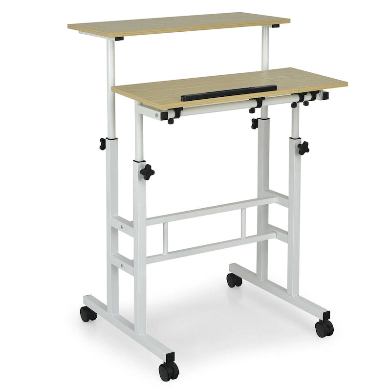 Mobile Stand up Desk Adjustable Computer Desk Tilting