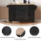 56.5 Kitchen Island with Drop Leaf and Charging Station, Rolling Kitchen Cart on Wheels with Drawers and Adjustable Shelves