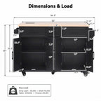 56.5 Kitchen Island with Drop Leaf and Charging Station, Rolling Kitchen Cart on Wheels with Drawers and Adjustable Shelves